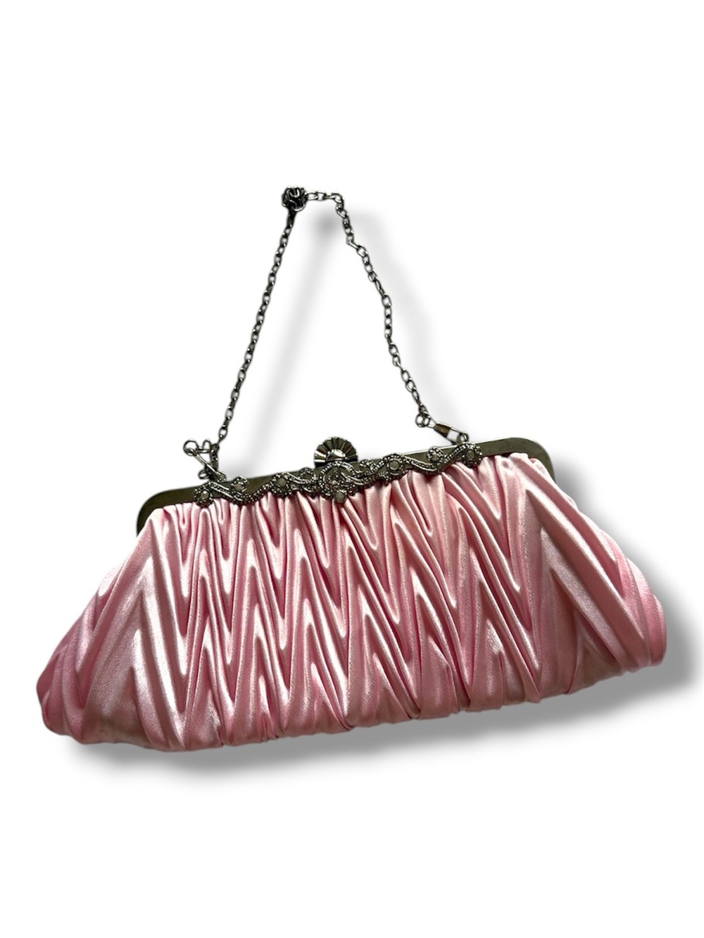 Coquette Baby Pink Pleated Clutch Purse Y2K Elegant Preppy